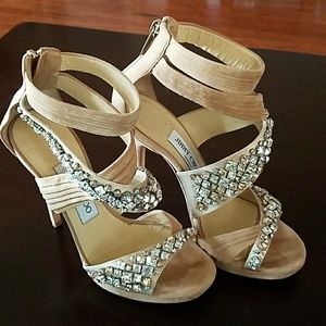 Jimmy Choo Beige Suede Embellished Heels